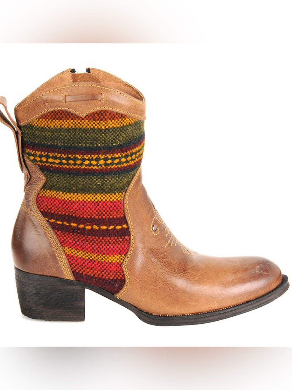 Born Moe 3 Western Aztec Leather Ankle Boot Size 8.5